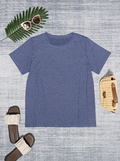 Round Neck Short Sleeve T-Shirt Women's T-Shirts - Tophatter Daily Deals