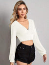 V Neck Crop Top Blouses - Tophatter Daily Deals