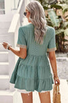 Contrast Short Sleeve Tiered Blouse Blouses - Tophatter Daily Deals