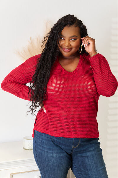 Culture Code Full Size Wide Notch Relax Top Red Blouses - Tophatter Daily Deals