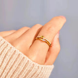 18K Gold-Plated 925 Sterling Silver Double-Layered Ring Rings - Tophatter Daily Deals