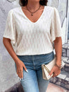 Plus Size V-Neck Puff Sleeve Blouse Blouses - Tophatter Daily Deals