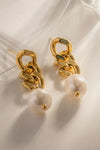 Stainless Steel Pearl Earrings Earrings - Tophatter Daily Deals