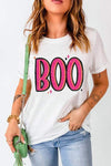 BOO Graphic Short Sleeve Round Neck T-Shirt White Women's T-Shirts - Tophatter Daily Deals