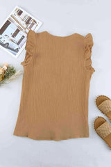 Ruffle Shoulder V-Neck Top Blouses - Tophatter Daily Deals
