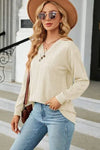 Decorative Button V-Neck Long Sleeve T-Shirt Women's T-Shirts - Tophatter Daily Deals