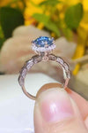 925 Sterling Silver 1 Carat Moissanite Cluster Ring Royal Blue Moissanite - Tophatter Daily Deals