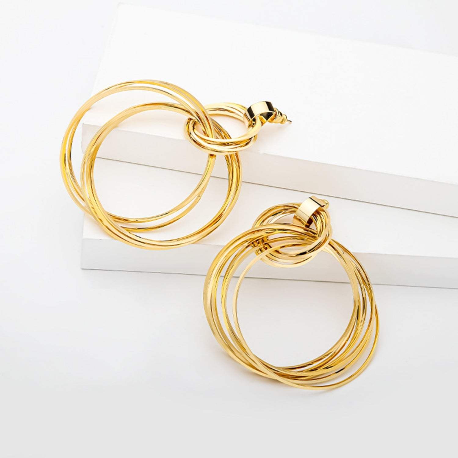 Gold-Plated Copper Double-Hoop Earrings Earrings - Tophatter Daily Deals