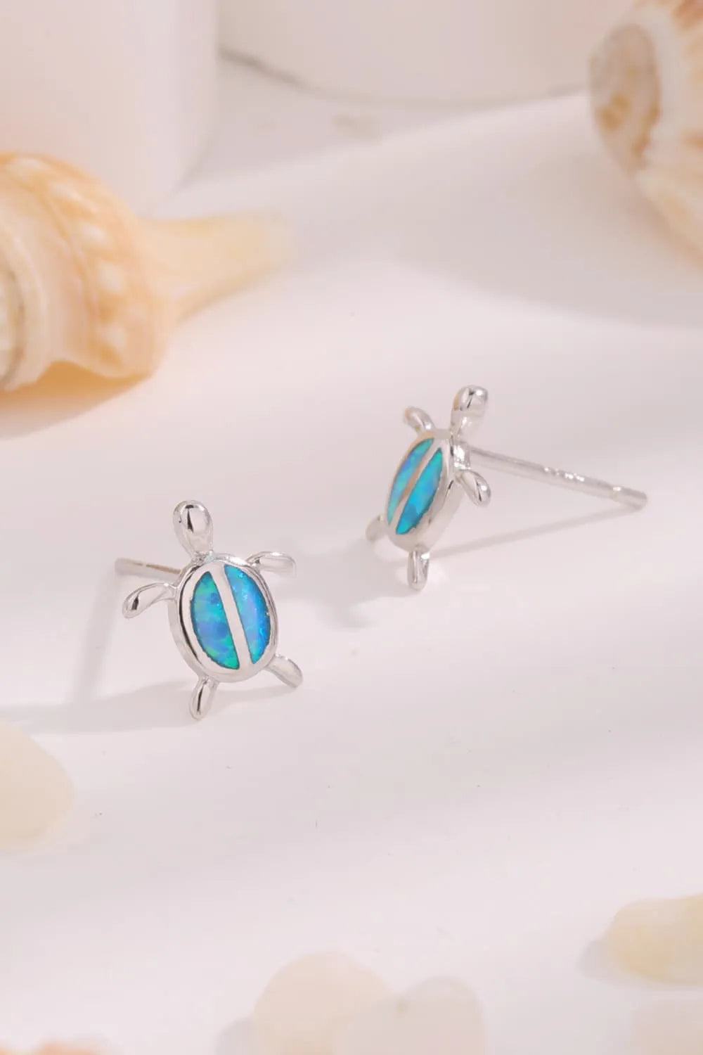 Opal Turtle 925 Sterling Silver Stud Earrings Opal - Tophatter Daily Deals