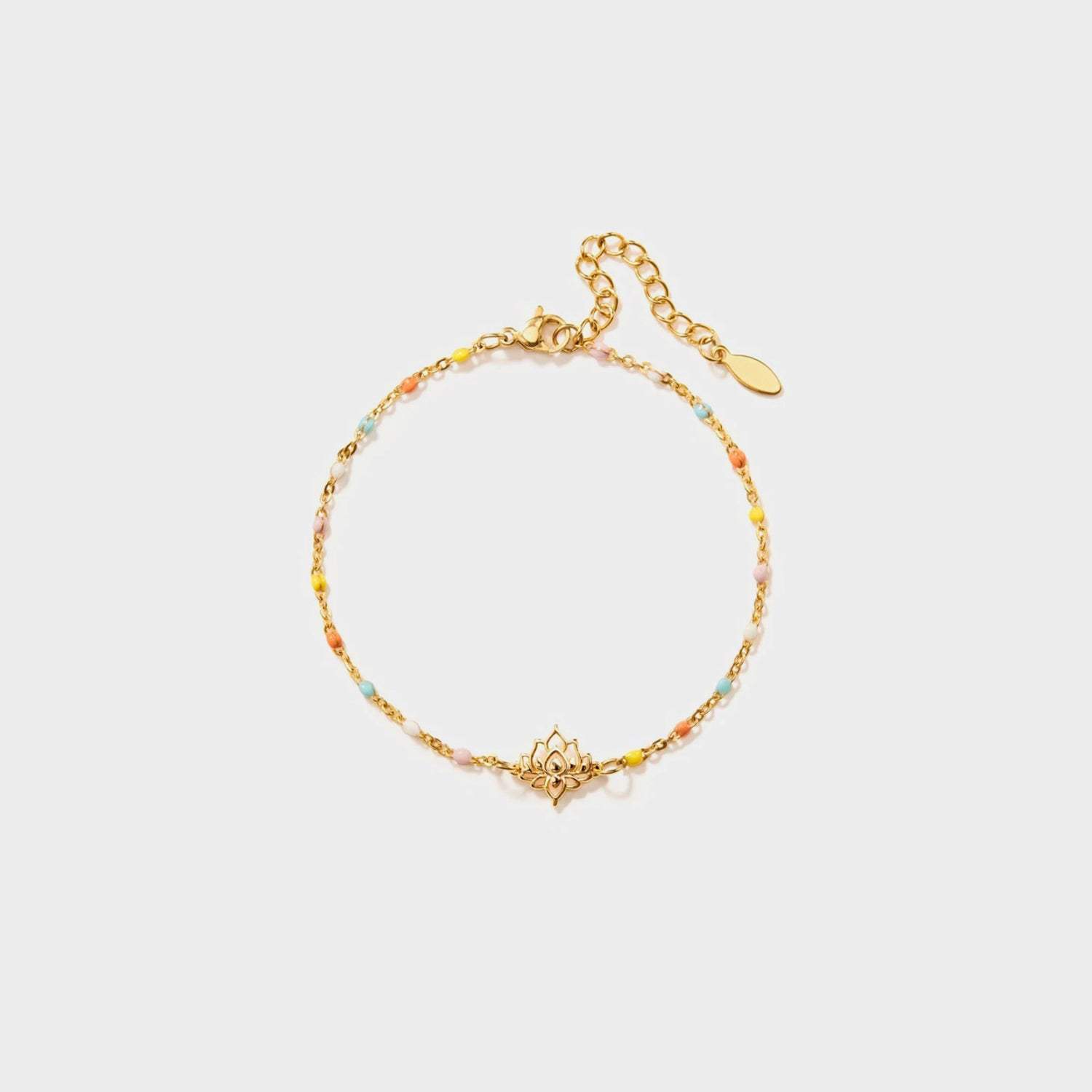 Lotus Shape 18K Gold-Plated Bead Bracelet Gold One Size Bracelets - Tophatter Daily Deals