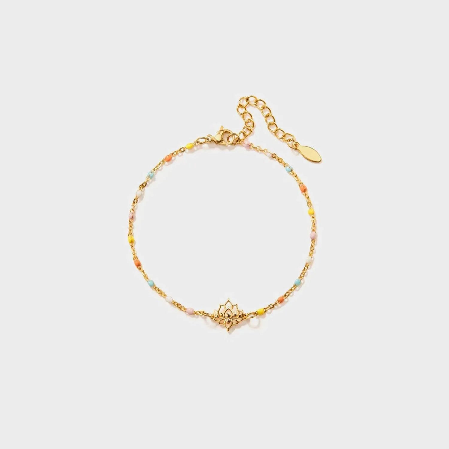 Lotus Shape 18K Gold-Plated Bead Bracelet Gold One Size Bracelets - Tophatter Daily Deals