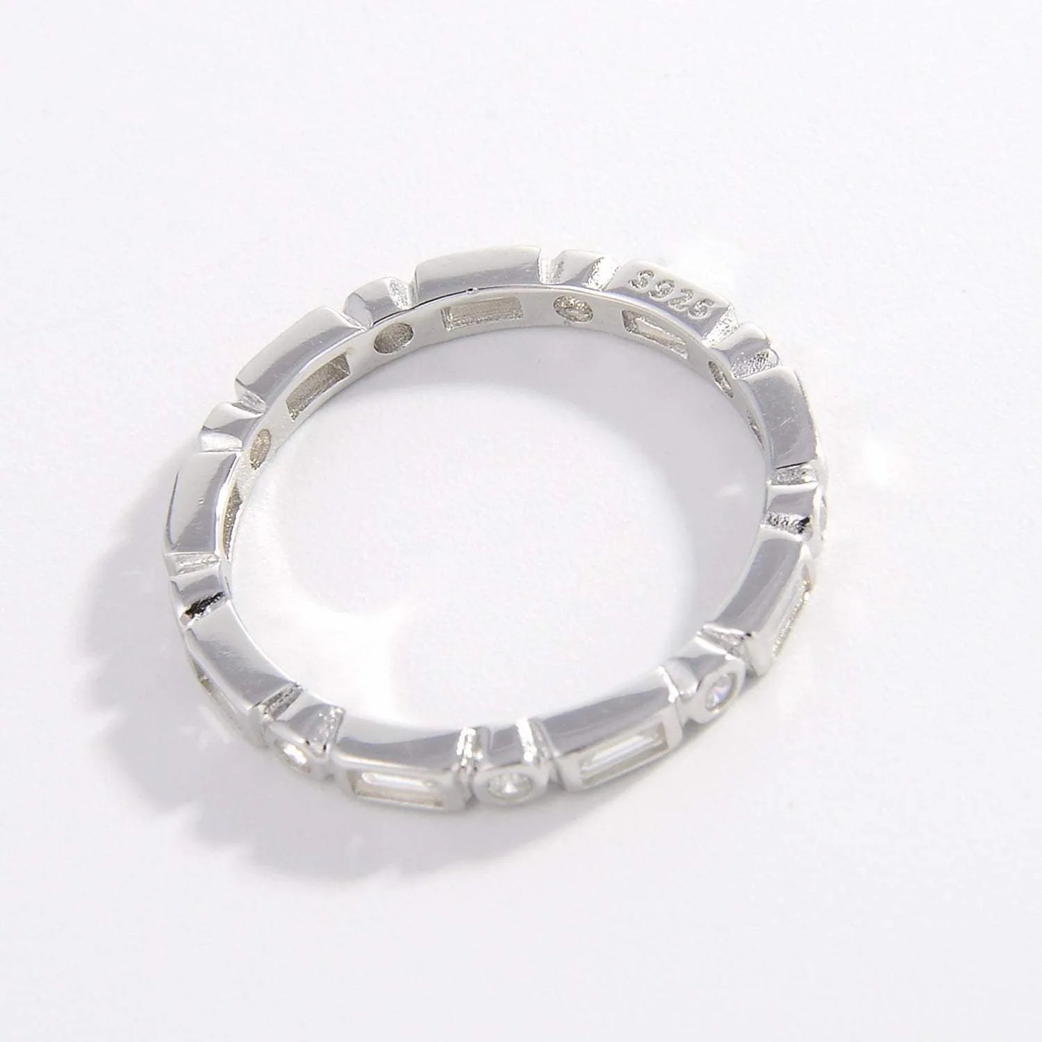 925 Sterling Silver Geometric Shape Zircon Ring Rings - Tophatter Daily Deals