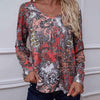 Printed V-Neck Long Sleeve Blouse Multicolor Blouses - Tophatter Daily Deals