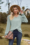 Round Neck Puff Sleeve Blouse Light Green Blouses - Tophatter Daily Deals