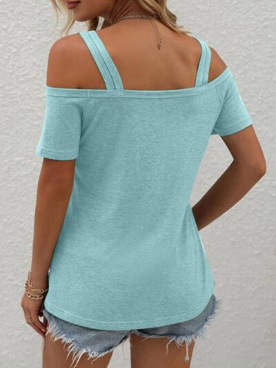 Double Spaghetti Straps Short Sleeve T-Shirt Women's T-Shirts - Tophatter Daily Deals