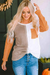 Full Size Color Block Cable-Knit Tops Blouses - Tophatter Daily Deals