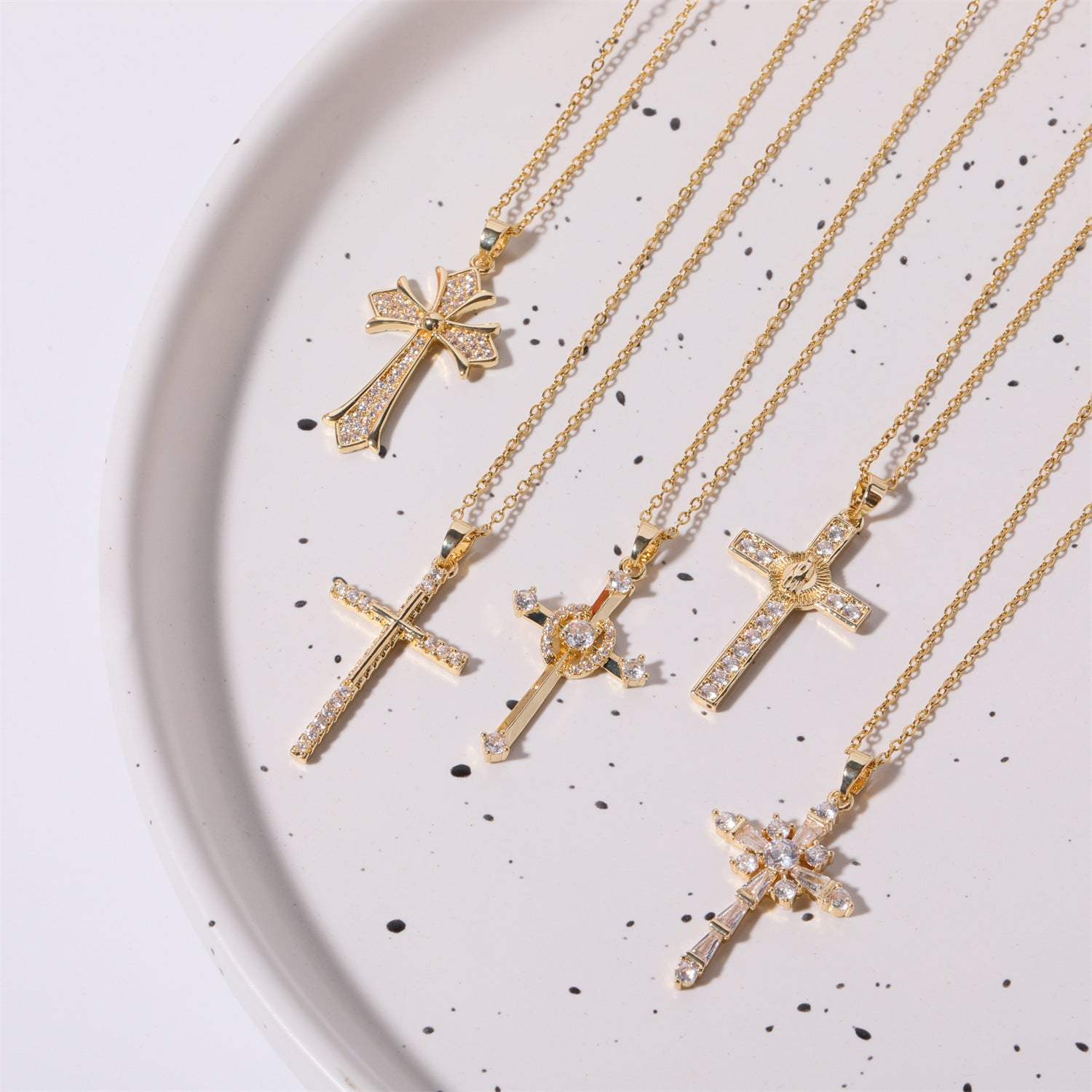 Stainless Steel Inlaid Zircon Cross Necklace Necklaces - Tophatter Daily Deals