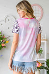 Tie-Dye Leopard V-Neck Tee Women's T-Shirts - Tophatter Daily Deals