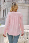 Notched Flounce Sleeve Eyelet Top Blouses - Tophatter Daily Deals