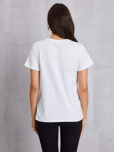 Coffee Bean Graphic Round Neck T-Shirt Women's T-Shirts - Tophatter Daily Deals
