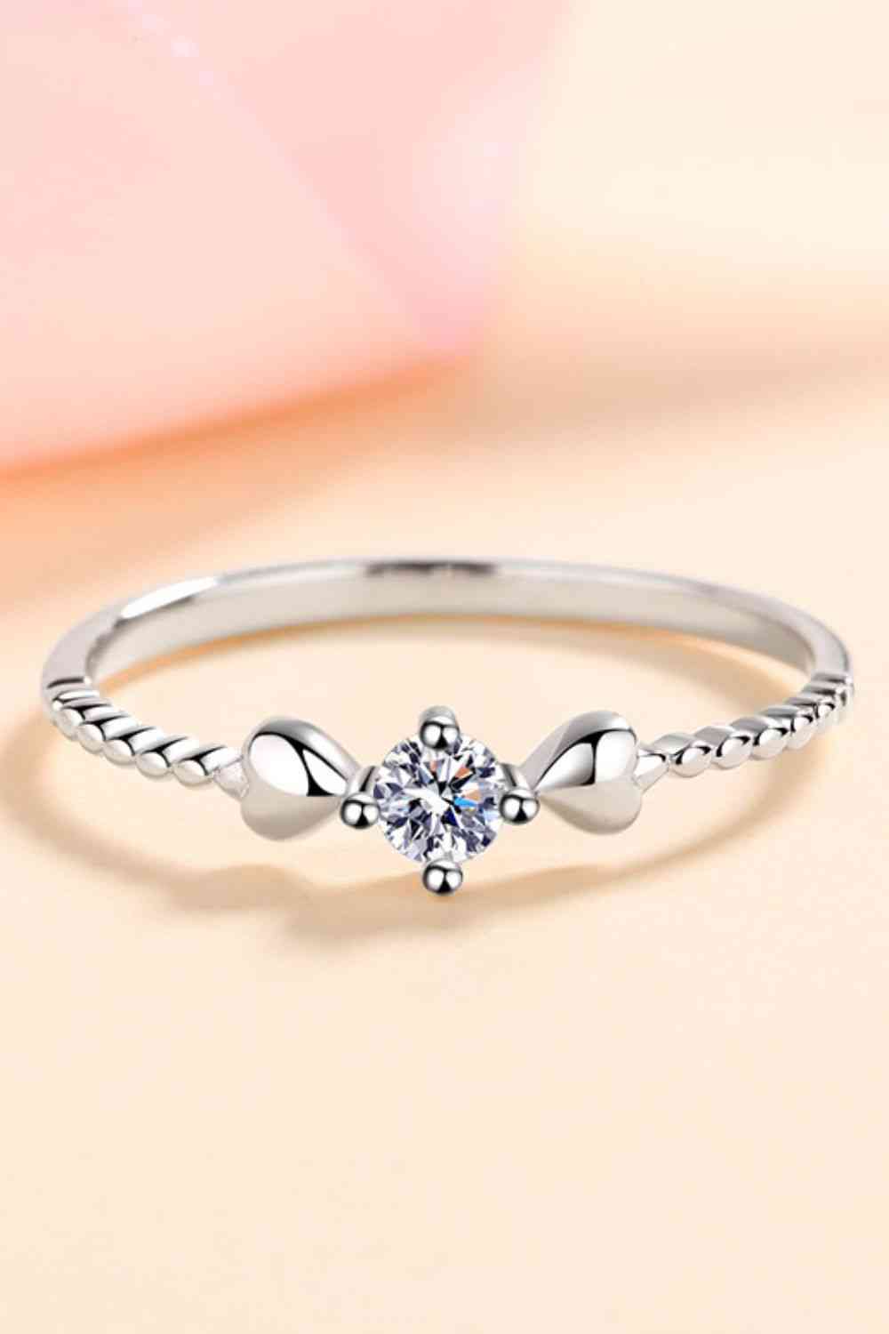 Adored Moissanite Heart 925 Sterling Silver Ring Silver Moissanite - Tophatter Daily Deals