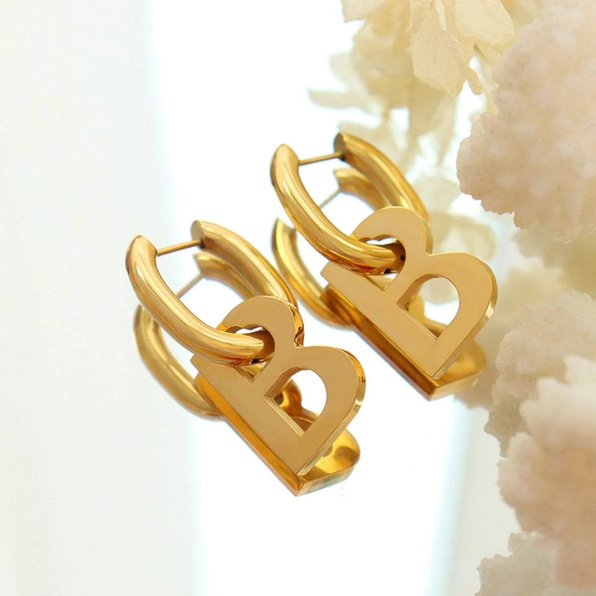 Letter B Titanium Steel Earrings Earrings - Tophatter Daily Deals