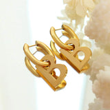 Letter B Titanium Steel Earrings Earrings - Tophatter Daily Deals