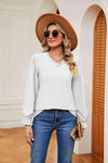 V-Neck Flounce Sleeve Blouse Blouses - Tophatter Daily Deals