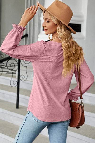 Round Neck Flounce Sleeve T-Shirt Women's T-Shirts - Tophatter Daily Deals