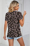 Floral V-Neck Short Sleeve T-Shirt Women's T-Shirts - Tophatter Daily Deals