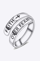 925 Sterling Silver FAITH OVER FEAR Bypass Ring Rings - Tophatter Daily Deals