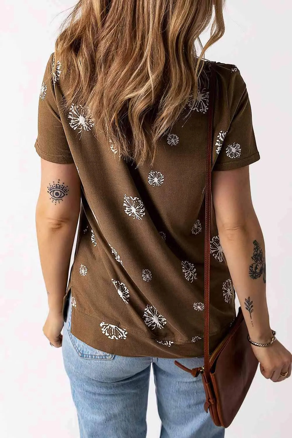 Dandelion Print Round Neck Tee Women's T-Shirts - Tophatter Daily Deals