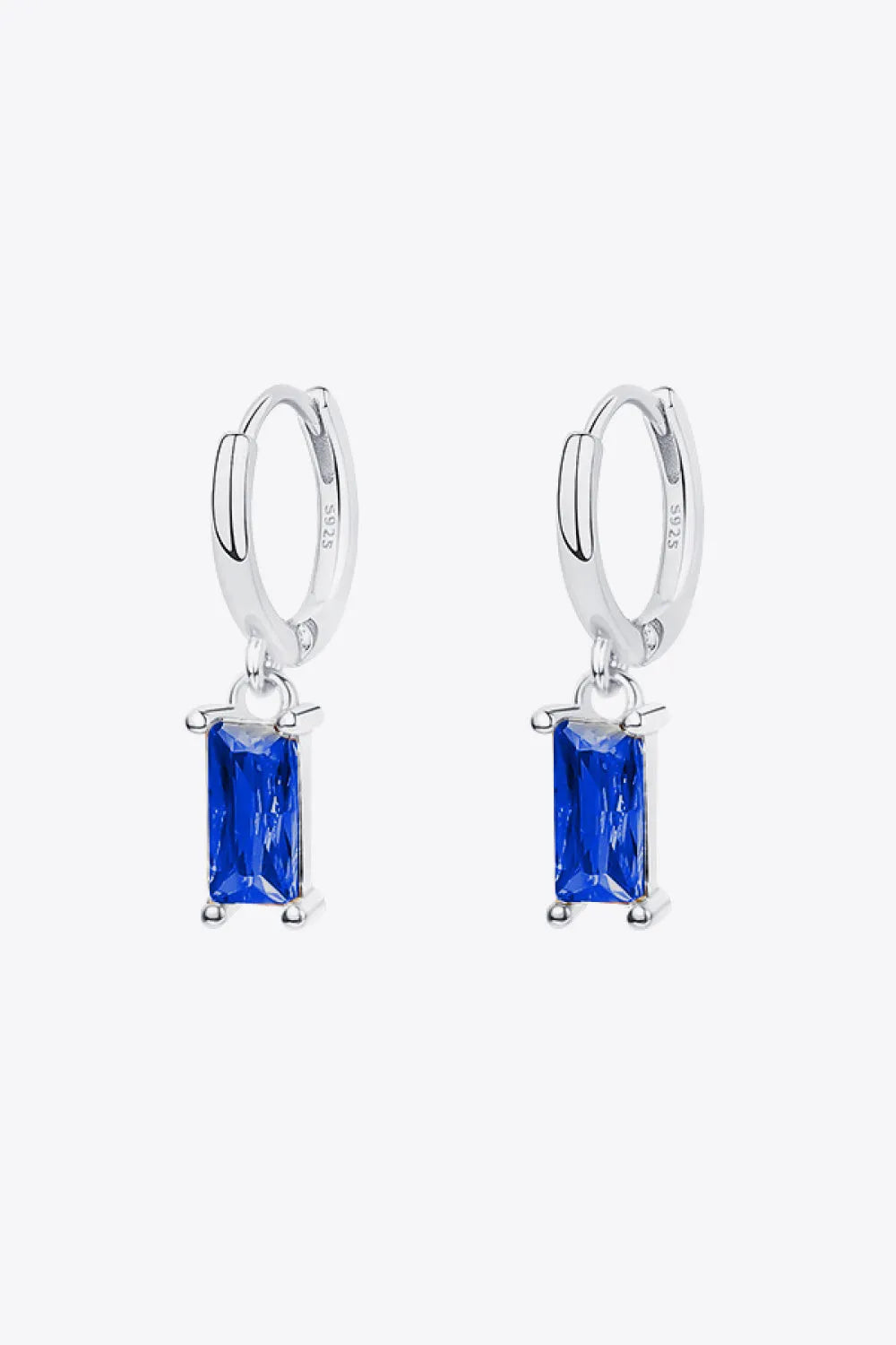 Retro 925 Sterling Silver Cubic Zirconia Drop Earrings Silver Blue One Size Earrings - Tophatter Daily Deals