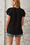 Round Neck Keyhole Cap Sleeve T-Shirt Women's T-Shirts - Tophatter Daily Deals