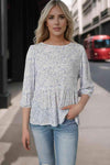 Floral Round Neck Peplum Blouse Floral Blouses - Tophatter Daily Deals