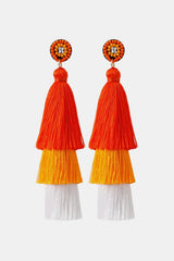 Baeds Detail Triple Layered Tassel Earring Mustard One Size Earrings - Tophatter Daily Deals