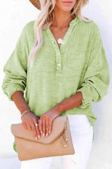 Buttoned Long Sleeve Blouse Blouses - Tophatter Daily Deals