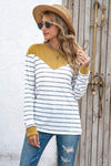 Striped Round Neck Long Sleeve T-Shirt Women's T-Shirts - Tophatter Daily Deals