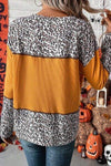 Leopard Waffle-knit Long Sleeve T-Shirt Women's T-Shirts - Tophatter Daily Deals