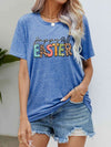 HAPPY EASTER Graphic Round Neck Tee Shirt Cobalt Blue Women's T-Shirts - Tophatter Daily Deals