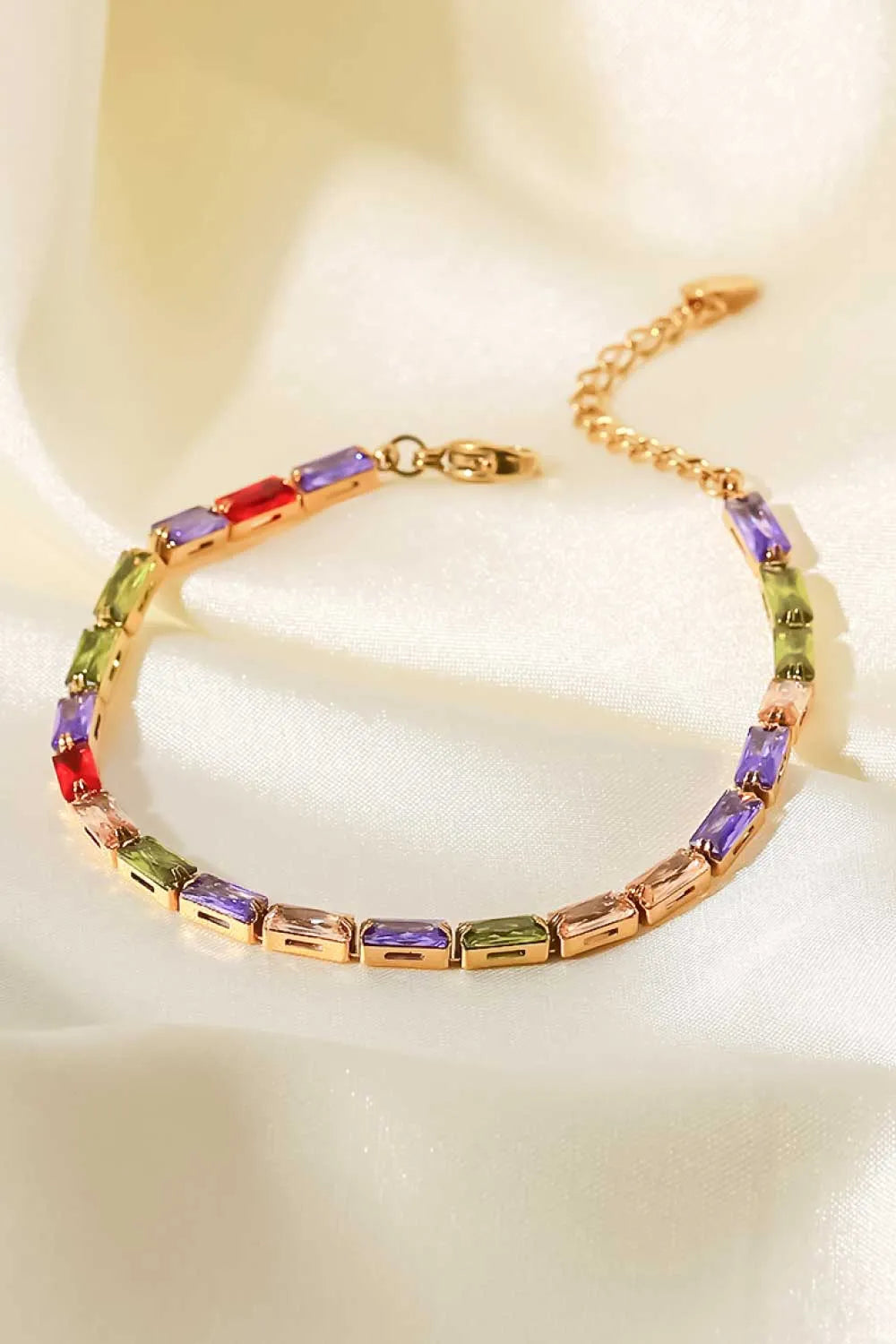 18K Gold Plated Multicolored Cubic Zirconia Bracelet Bracelets - Tophatter Daily Deals