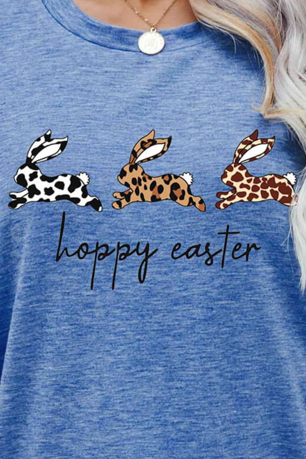 HOPPY EASTER Bunny Graphic Tee Shirt Women's T-Shirts - Tophatter Daily Deals