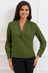 V-Neck Buttoned Long Sleeve Blouse - Tophatter Deals