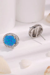 Opal Round Earrings Opal - Tophatter Daily Deals