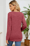 Lace Detail V-Neck Long Sleeve T-Shirt Women's T-Shirts - Tophatter Daily Deals