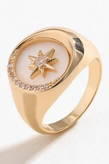 White Mother-Of-Pearl Alloy Ring Rings - Tophatter Daily Deals