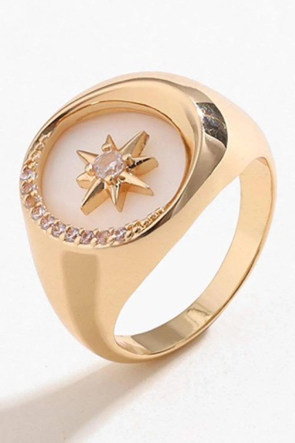 White Mother-Of-Pearl Alloy Ring Rings - Tophatter Daily Deals