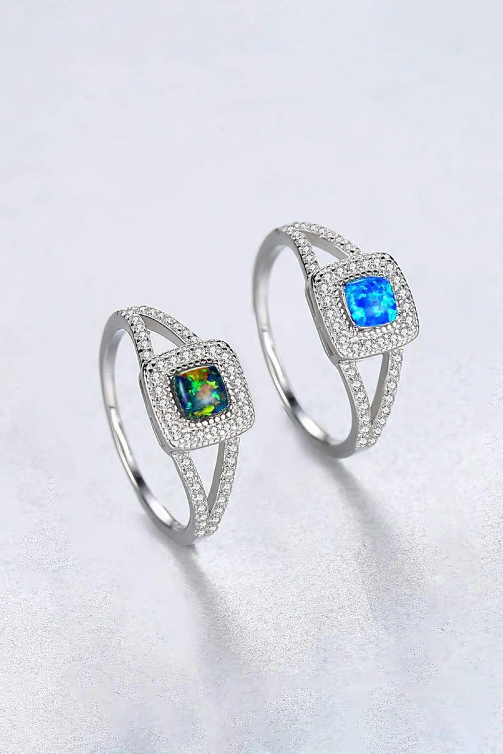 Opal 925 Sterling Silver Split Shank Ring Opal - Tophatter Daily Deals