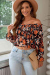 Floral Smocked Off-Shoulder Peplum Top Blouses - Tophatter Daily Deals