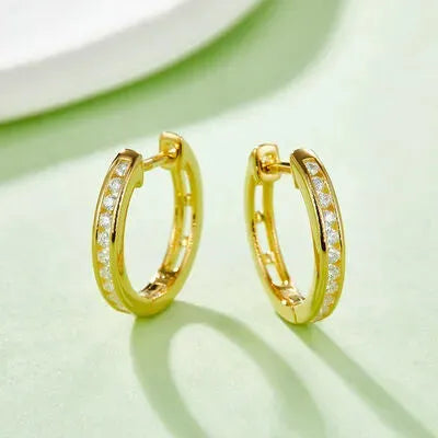 Moissanite 925 Sterling Silver Huggie Earrings Gold One Size Moissanite - Tophatter Daily Deals